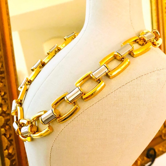 Vintage Ann Taylor Mixed Metal Link Statement Necklace - Picture 3 of 12